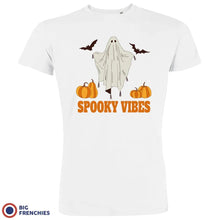 Spooky Vibes With Pumpkin And Ghost Men's Organic Cotton Tee - Create Marketplace