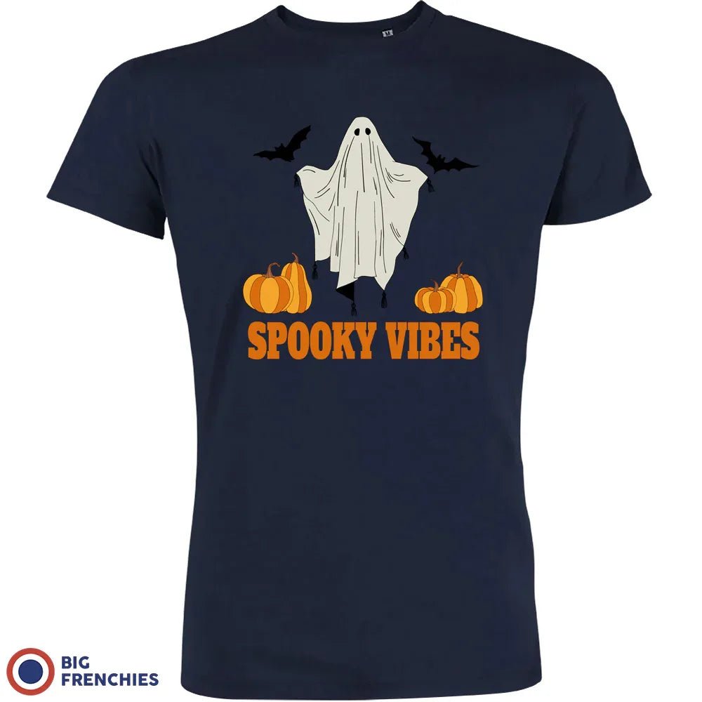 Spooky Vibes With Pumpkin And Ghost Men's Organic Cotton Tee - Create Marketplace