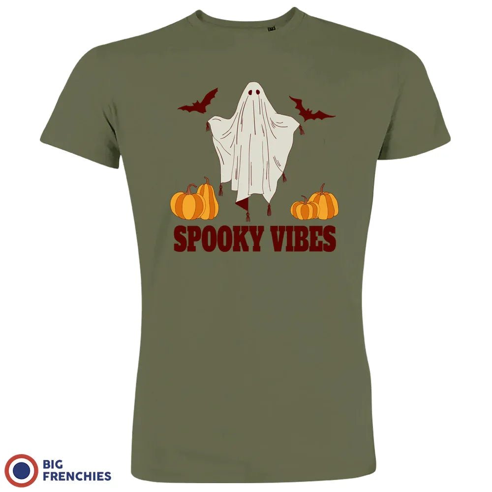 Spooky Vibes With Pumpkin And Ghost Men's Organic Cotton Tee - Create Marketplace