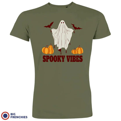 Spooky Vibes With Pumpkin And Ghost Men's Organic Cotton Tee - Create Marketplace