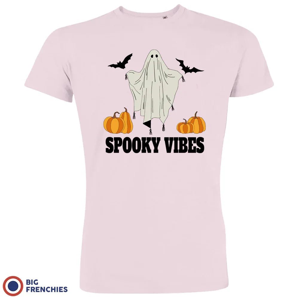 Spooky Vibes With Pumpkin And Ghost Men's Organic Cotton Tee - Create Marketplace