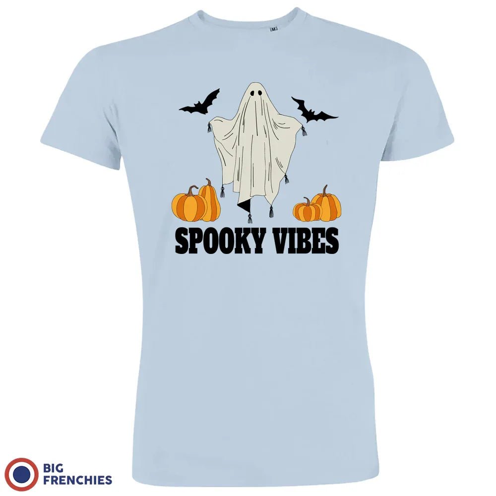 Spooky Vibes With Pumpkin And Ghost Men's Organic Cotton Tee - Create Marketplace