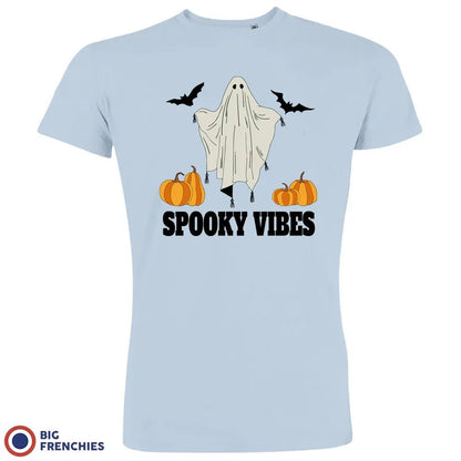 Spooky Vibes With Pumpkin And Ghost Men's Organic Cotton Tee - Create Marketplace