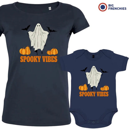 Spooky Vibes With Pumpkin And Ghost Mom and Child Organic Cotton family Set (Set of 2) - Create Marketplace