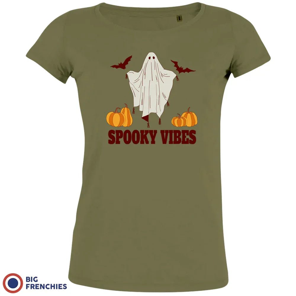 Spooky Vibes With Pumpkin And Ghost Women's Organic Cotton Tee - Create Marketplace