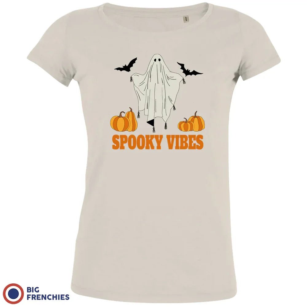 Spooky Vibes With Pumpkin And Ghost Women's Organic Cotton Tee - Create Marketplace