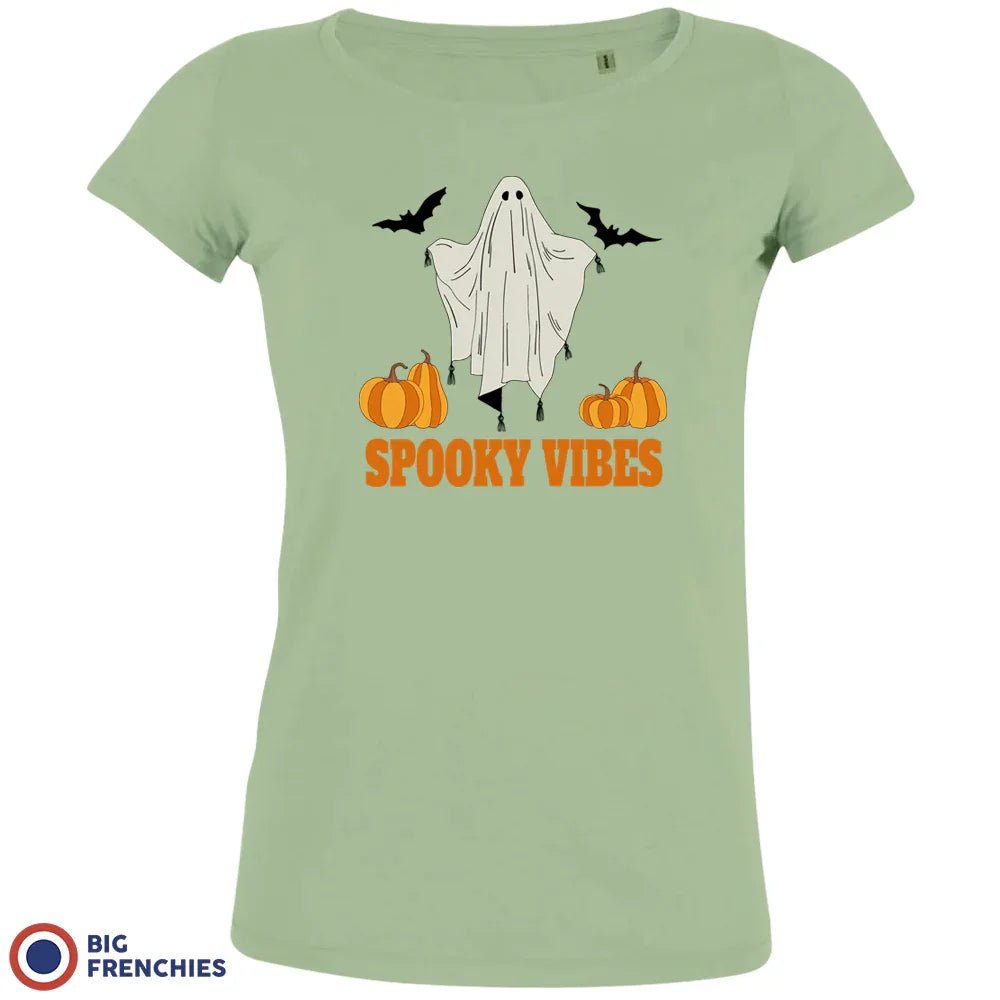 Spooky Vibes With Pumpkin And Ghost Women's Organic Cotton Tee - Create Marketplace