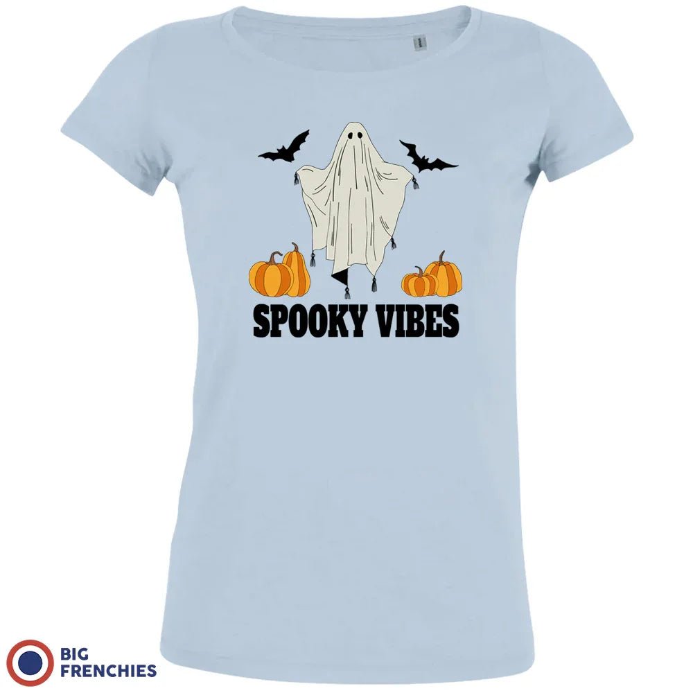 Spooky Vibes With Pumpkin And Ghost Women's Organic Cotton Tee - Create Marketplace