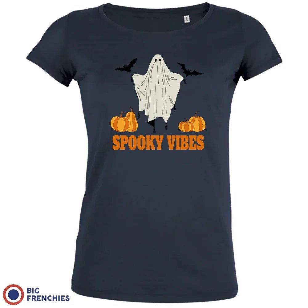 Spooky Vibes With Pumpkin And Ghost Women's Organic Cotton Tee - Create Marketplace
