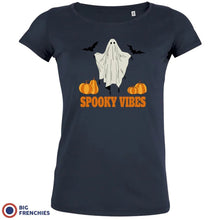 Spooky Vibes With Pumpkin And Ghost Women's Organic Cotton Tee - Create Marketplace