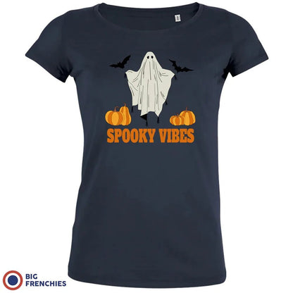 Spooky Vibes With Pumpkin And Ghost Women's Organic Cotton Tee - Create Marketplace