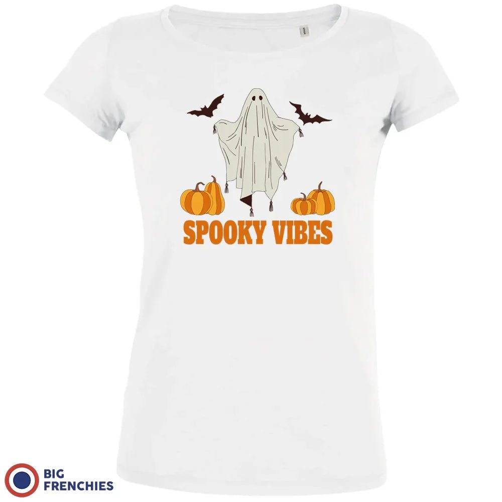 Spooky Vibes With Pumpkin And Ghost Women's Organic Cotton Tee - Create Marketplace