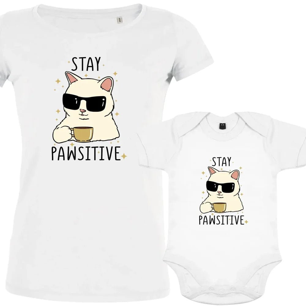 Stay Pawsitive Mom and Child Organic Cotton Matching Family Set - Create Marketplace