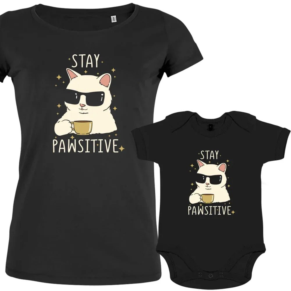Stay Pawsitive Mom and Child Organic Cotton Matching Family Set - Create Marketplace