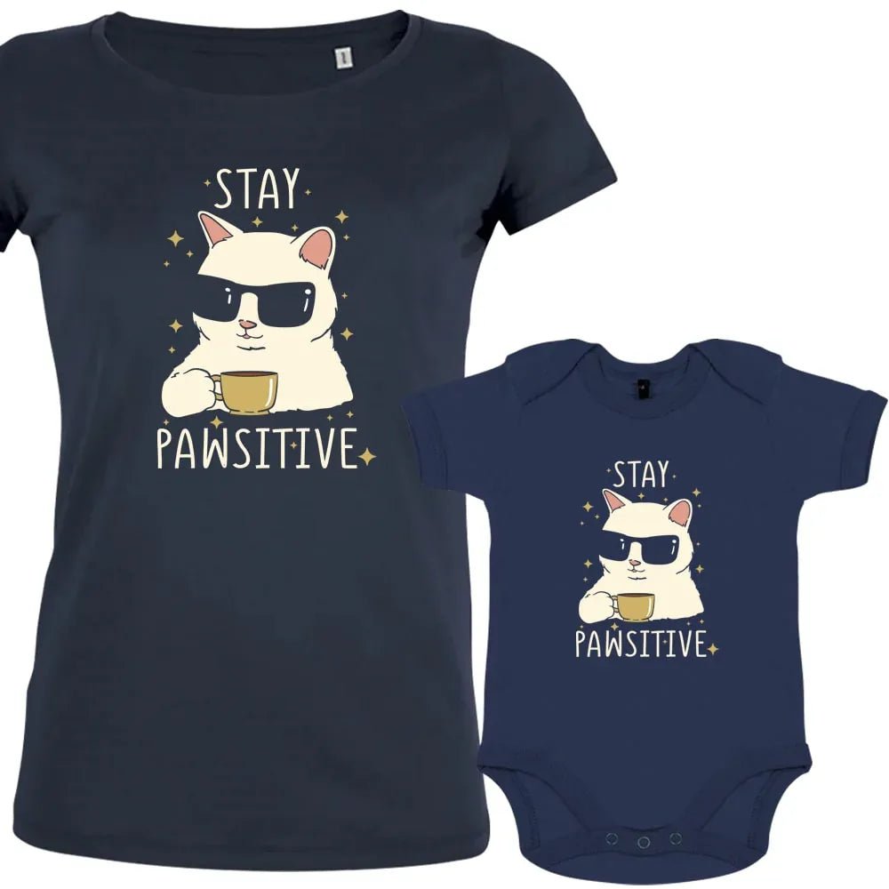 Stay Pawsitive Mom and Child Organic Cotton Matching Family Set - Create Marketplace