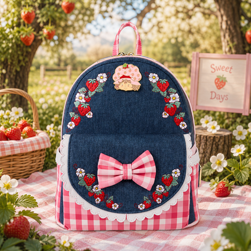 Strawberry Shortcake Denim Gingham Mini-Backpack - Create Marketplace