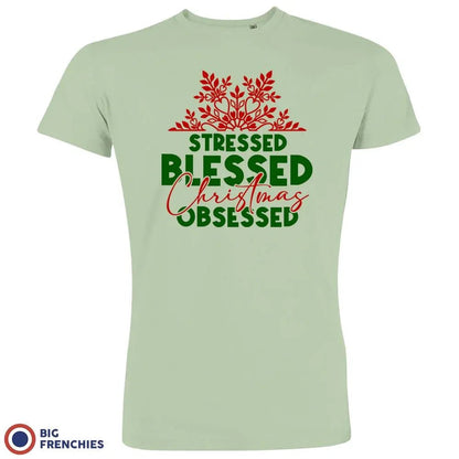 Stressed Blessed Christmas Obsessed Men's Organic Cotton Tee - Create Marketplace