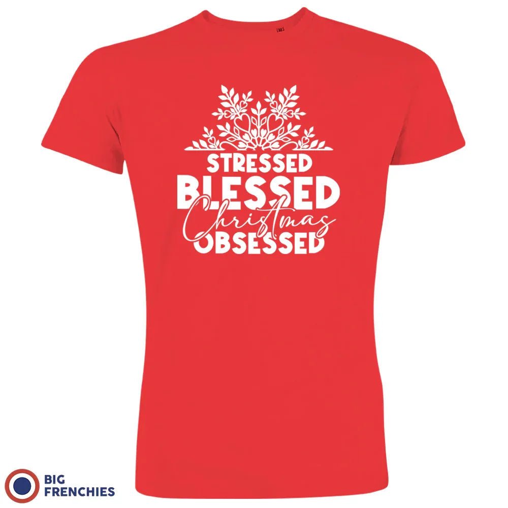 Stressed Blessed Christmas Obsessed Men's Organic Cotton Tee - Create Marketplace