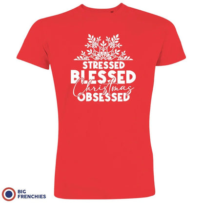 Stressed Blessed Christmas Obsessed Men's Organic Cotton Tee - Create Marketplace