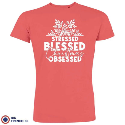Stressed Blessed Christmas Obsessed Men's Organic Cotton Tee - Create Marketplace