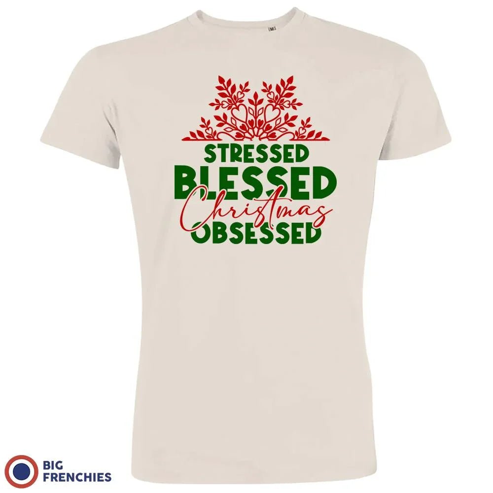 Stressed Blessed Christmas Obsessed Men's Organic Cotton Tee - Create Marketplace