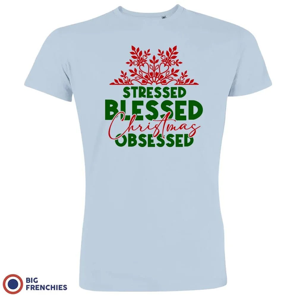 Stressed Blessed Christmas Obsessed Men's Organic Cotton Tee - Create Marketplace