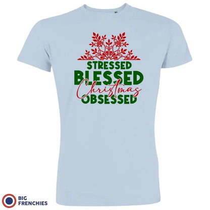 Stressed Blessed Christmas Obsessed Men's Organic Cotton Tee - Create Marketplace