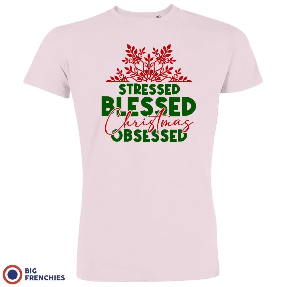 Stressed Blessed Christmas Obsessed Men's Organic Cotton Tee - Create Marketplace
