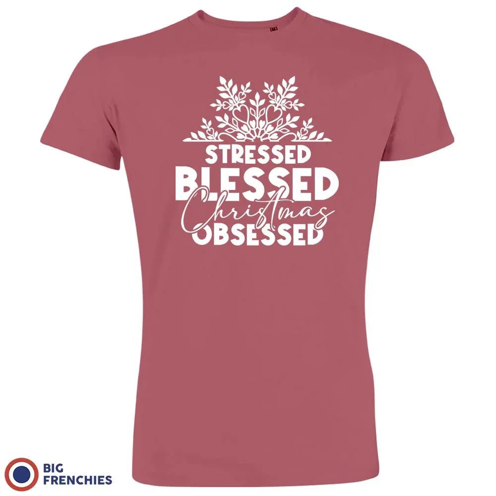 Stressed Blessed Christmas Obsessed Men's Organic Cotton Tee - Create Marketplace