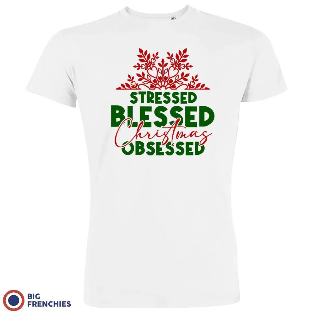 Stressed Blessed Christmas Obsessed Men's Organic Cotton Tee - Create Marketplace