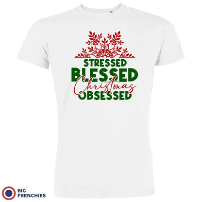 Stressed Blessed Christmas Obsessed Men's Organic Cotton Tee - Create Marketplace