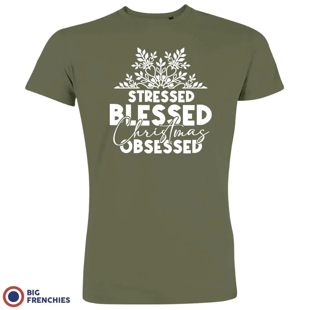 Stressed Blessed Christmas Obsessed Men's Organic Cotton Tee - Create Marketplace