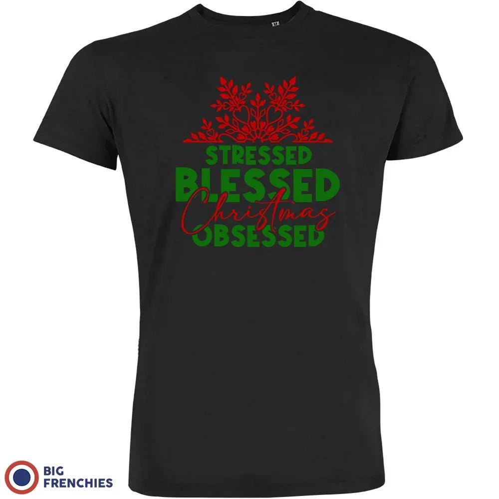 Stressed Blessed Christmas Obsessed Men's Organic Cotton Tee - Create Marketplace