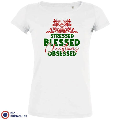 Stressed Blessed Christmas Obsessed Women's Organic Cotton Tee - Create Marketplace