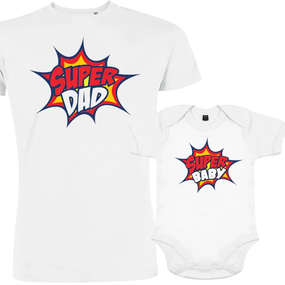 Super Dad and Super Baby Dad and Child Matching Organic Cotton Outfit - Create Marketplace