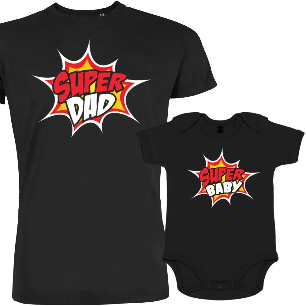 Super Dad and Super Baby Dad and Child Matching Organic Cotton Outfit - Create Marketplace