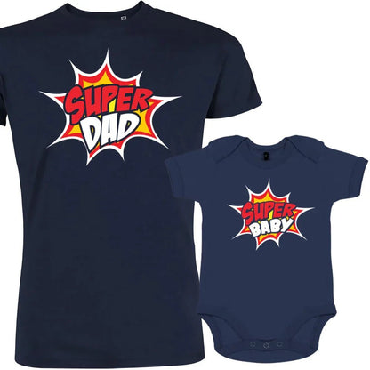 Super Dad and Super Baby Dad and Child Matching Organic Cotton Outfit - Create Marketplace