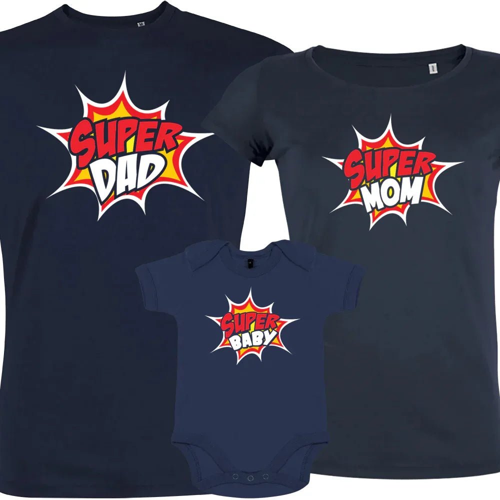 Super Dad Super Mom Super Baby Matching Organic Cotton Family Set (Set of 3) - Create Marketplace