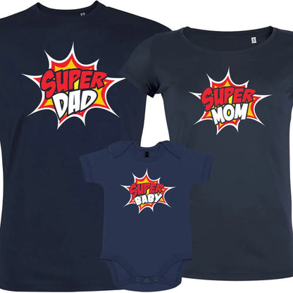 Super Dad Super Mom Super Baby Matching Organic Cotton Family Set (Set of 3) - Create Marketplace