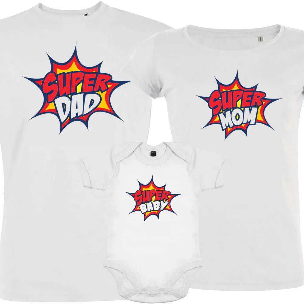 Super Dad Super Mom Super Baby Matching Organic Cotton Family Set (Set of 3) - Create Marketplace