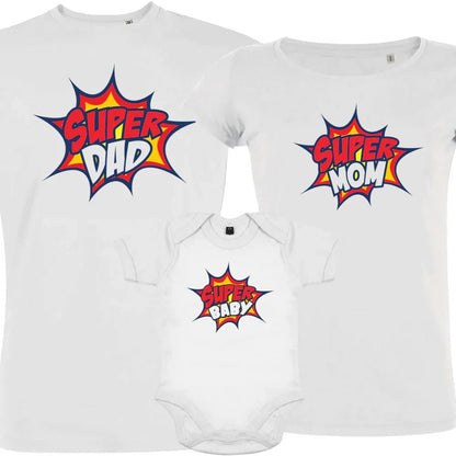 Super Dad Super Mom Super Baby Matching Organic Cotton Family Set (Set of 3) - Create Marketplace