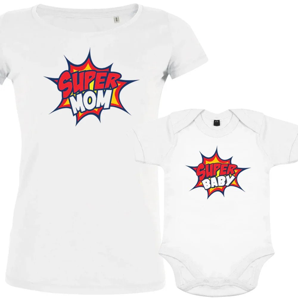 Super Mom Super Baby Mom and Baby Organic Cotton family Set (Set of 2) - Create Marketplace