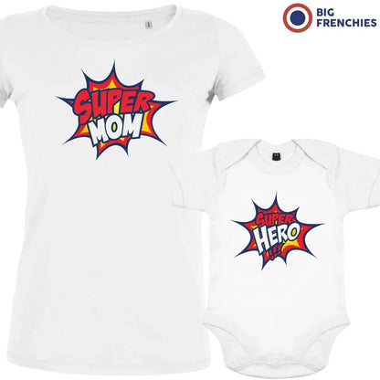 Super Mom Super Hero Mom and Baby Organic Cotton family Set (Set of 2) - Create Marketplace