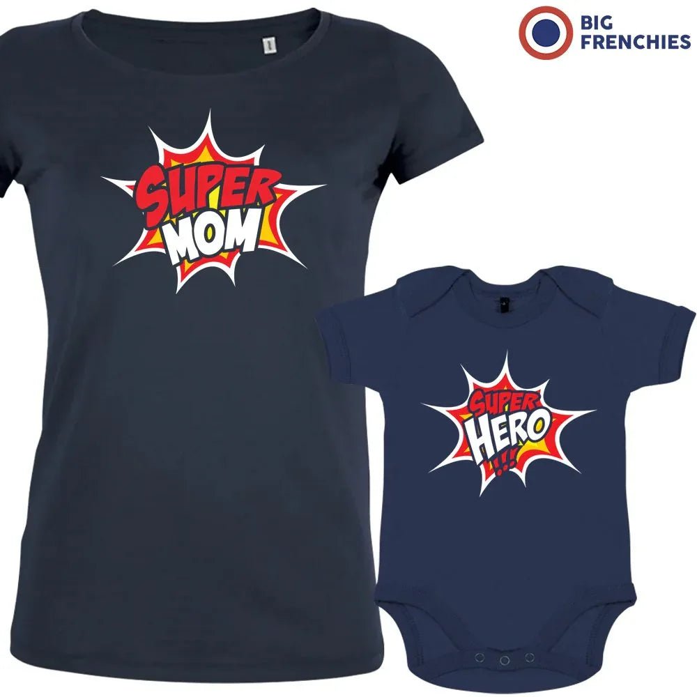 Super Mom Super Hero Mom and Baby Organic Cotton family Set (Set of 2) - Create Marketplace