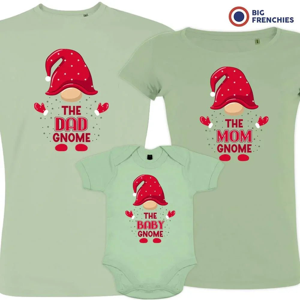 The Dad Mom & Baby Gnome Christmas Matching Family Organic Tees (Set of 3) - Create Marketplace