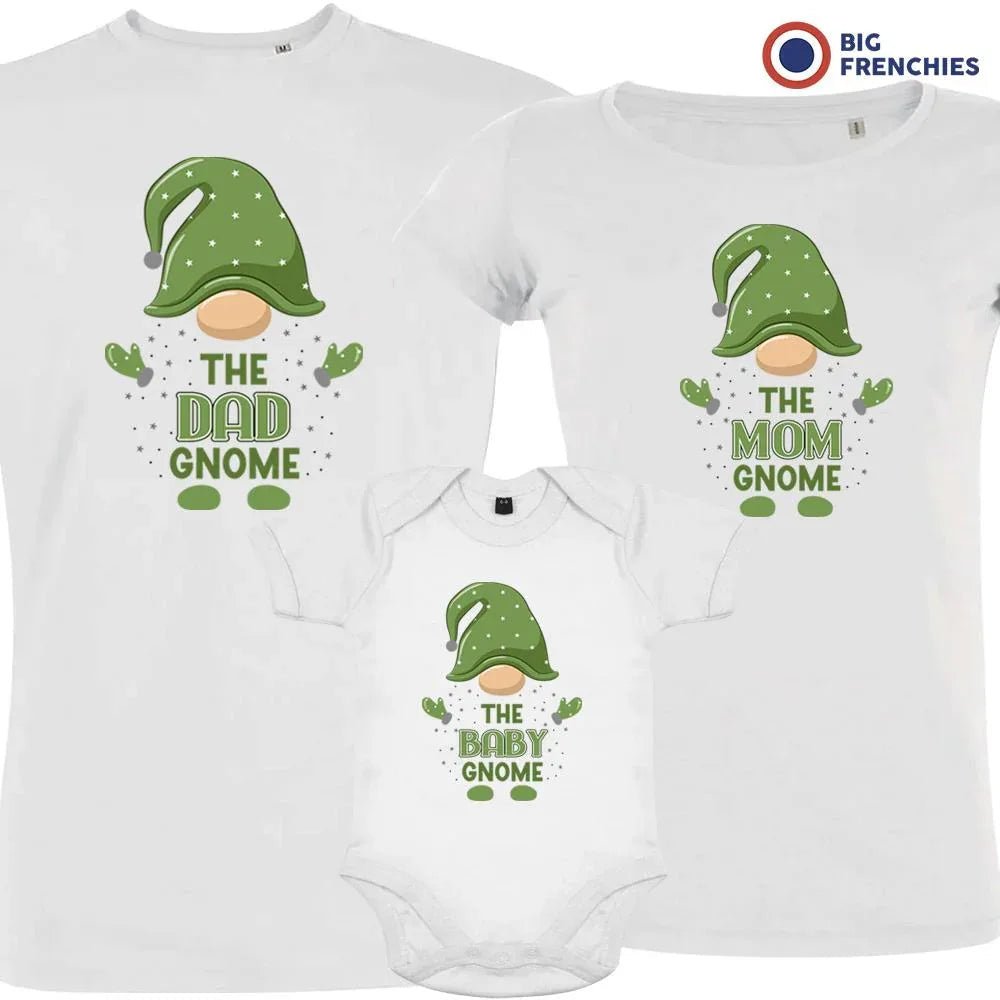 The Dad Mom & Baby Gnome Christmas Matching Family Organic Tees (Set of 3) - Create Marketplace