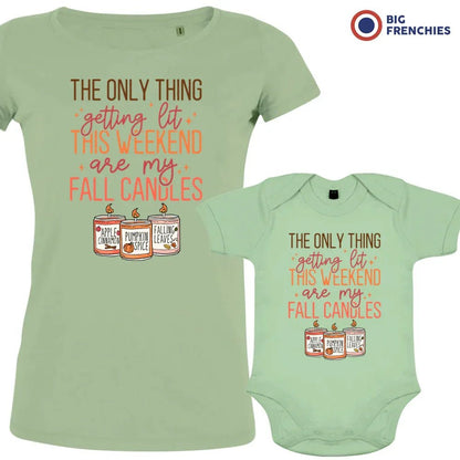 The Only Thing Getting Lit This Weekend Are My Fall Candles Mom and Child Organic Cotton family Set (Set of 2) - Create Marketplace