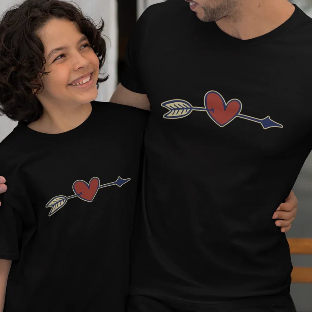 Valentine's Heart Arrow Dad and Child Organic Cotton T-Shirts family Set (Set of 2) - Create Marketplace