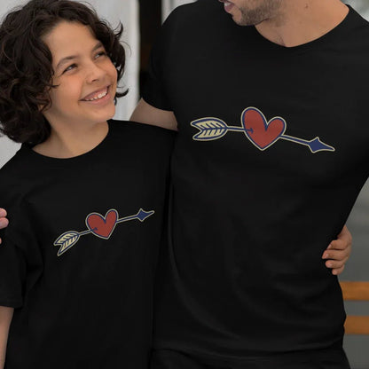 Valentine's Heart Arrow Dad and Child Organic Cotton T-Shirts family Set (Set of 2) - Create Marketplace