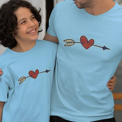 Valentine's Heart Arrow Dad and Child Organic Cotton T-Shirts family Set (Set of 2) - Create Marketplace